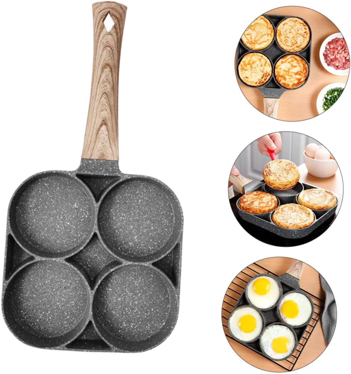 MUCKLILY 1個 4穴オムレツパン スウェーデンのパンケーキパン 目玉焼き